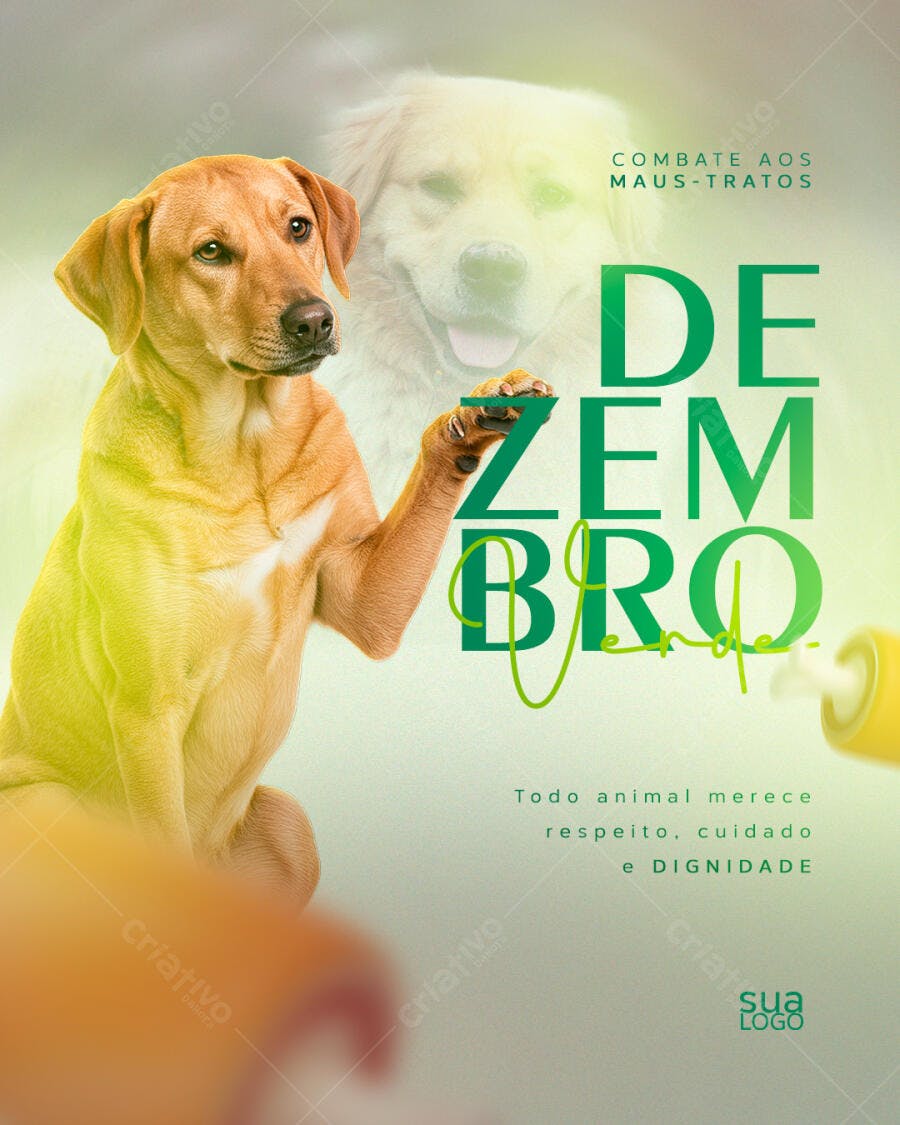 Flyer Dezembro Verde Combate Maus-Tratos Animais PSD Editável