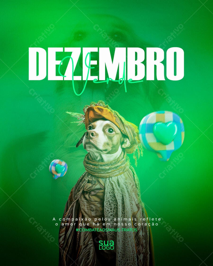 Flyer Dezembro Verde Campanha Cão Fantasiado PSD Editável