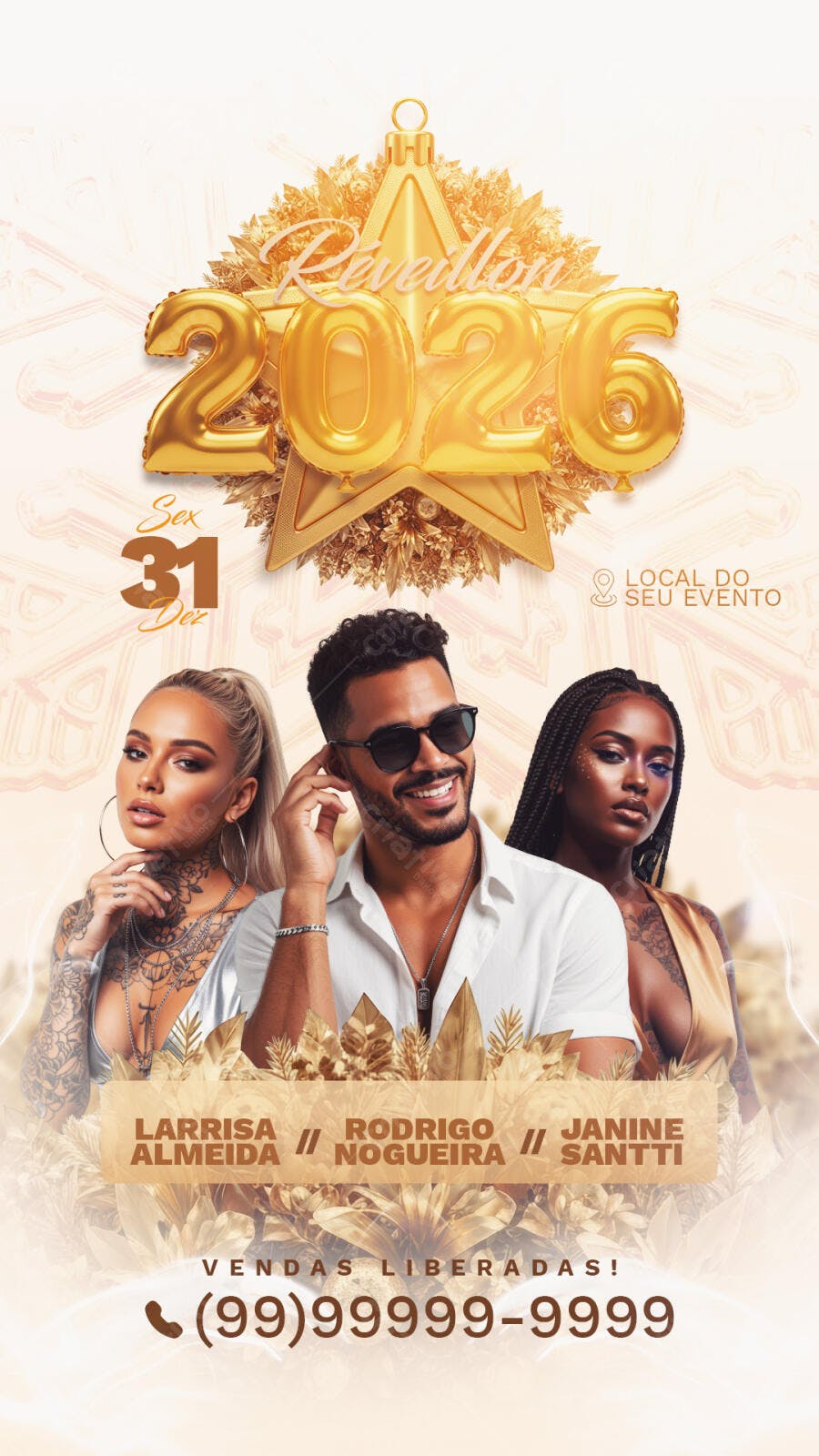 Flyer Festa Réveillon 2026 PSD Editável