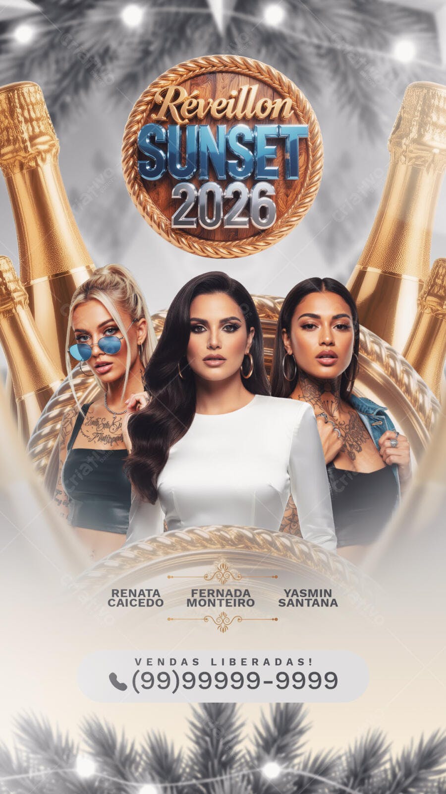 Flyer para Réveillon Sunset 2026 PSD Editável