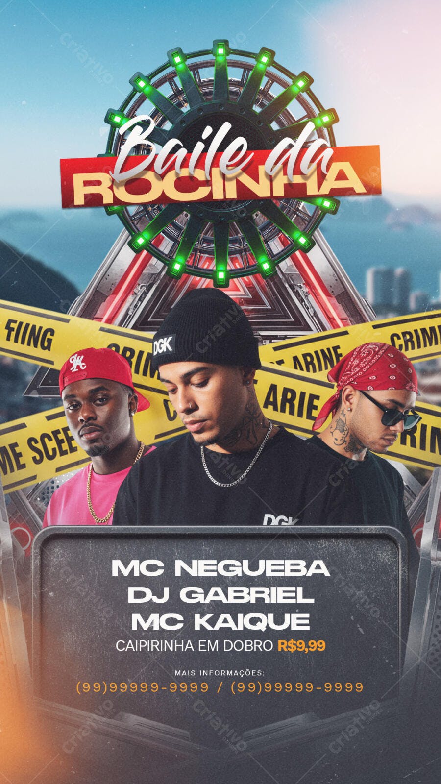 Flyer para Baile da Rocinha Funk Urbano com MCs e DJs PSD Editável
