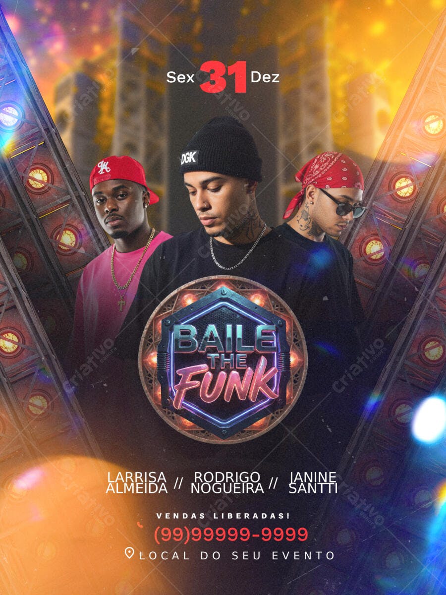 Flyer para Baile The Funk 31 de Dezembro PSD Editável