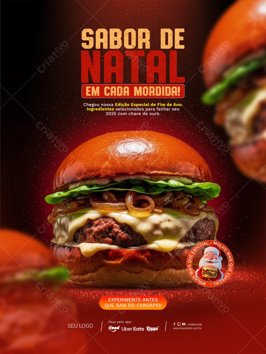 Flyer para Burger de Natal Edição Especial PSD Editável