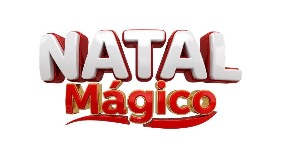 Selo 3D de evento natalino festivo vermelho branco dourado brilhante