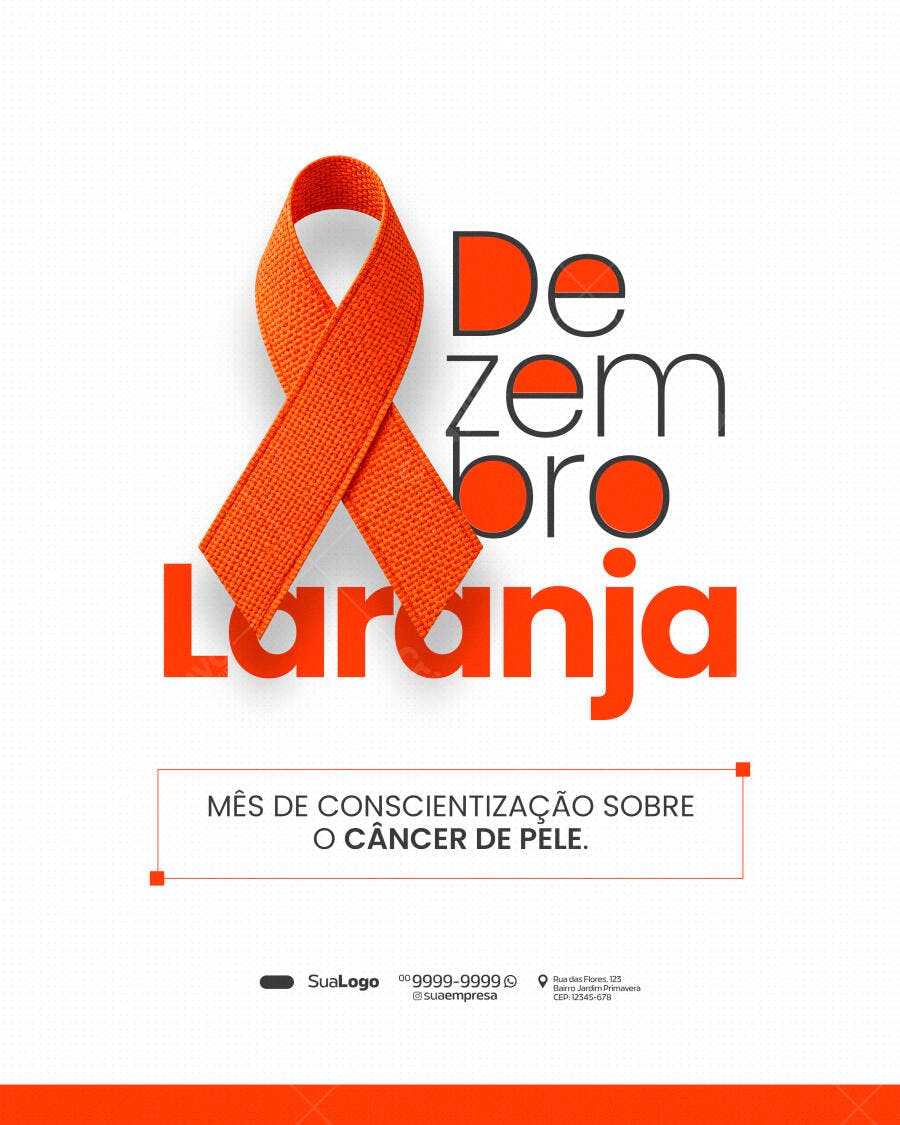 Flyer Dezembro Laranja Câncer de Pele PSD Editável
