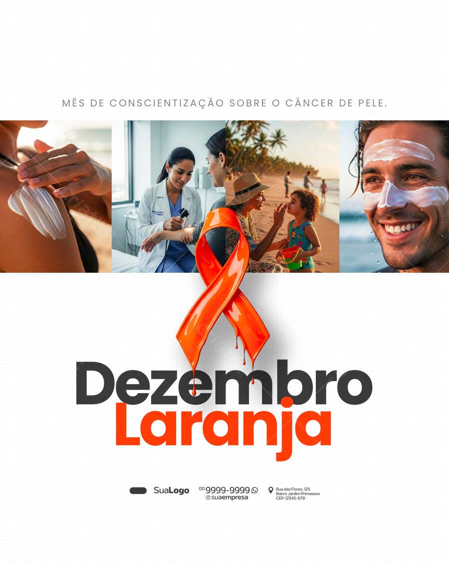 Flyer Conscientização Câncer de Pele Dezembro Laranja Psd Editável