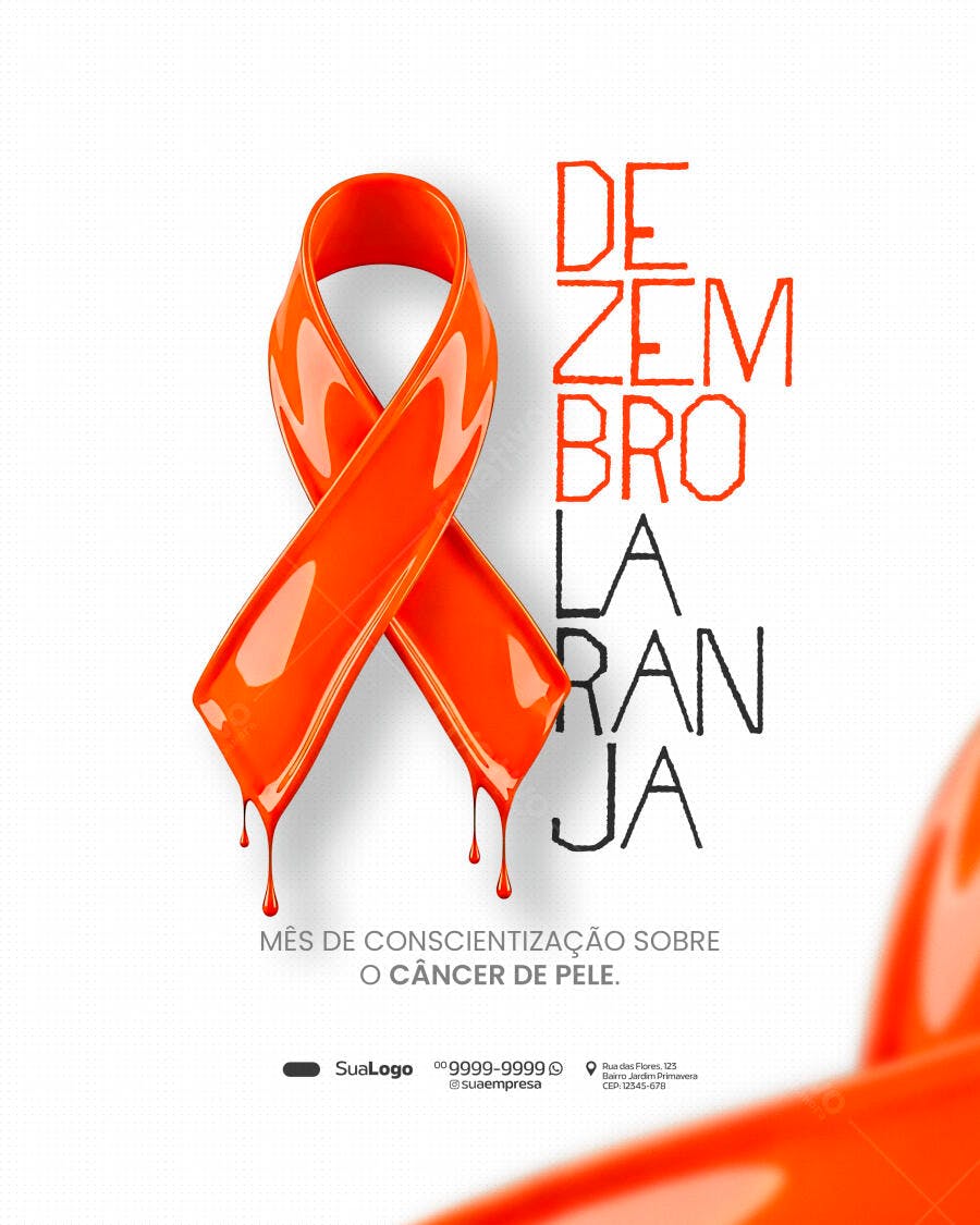 Flyer Dezembro Laranja Câncer de Pele PSD Editável