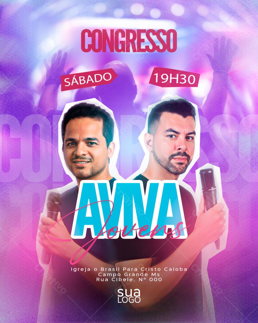 Flyer Congresso Aviva Louvor Igreja Cristã PSD Editável