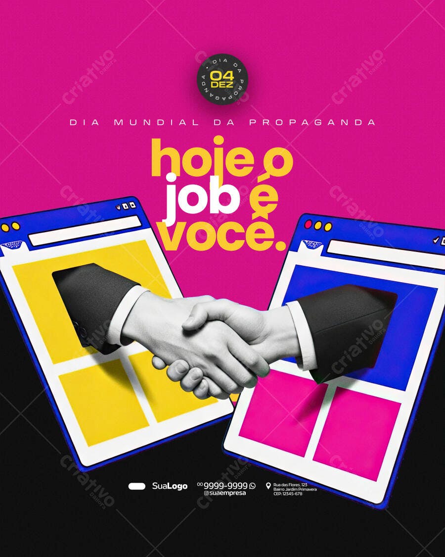 Flyer Dia Mundial da Propaganda HOJE O JOB É VOCÊ PSD Editável