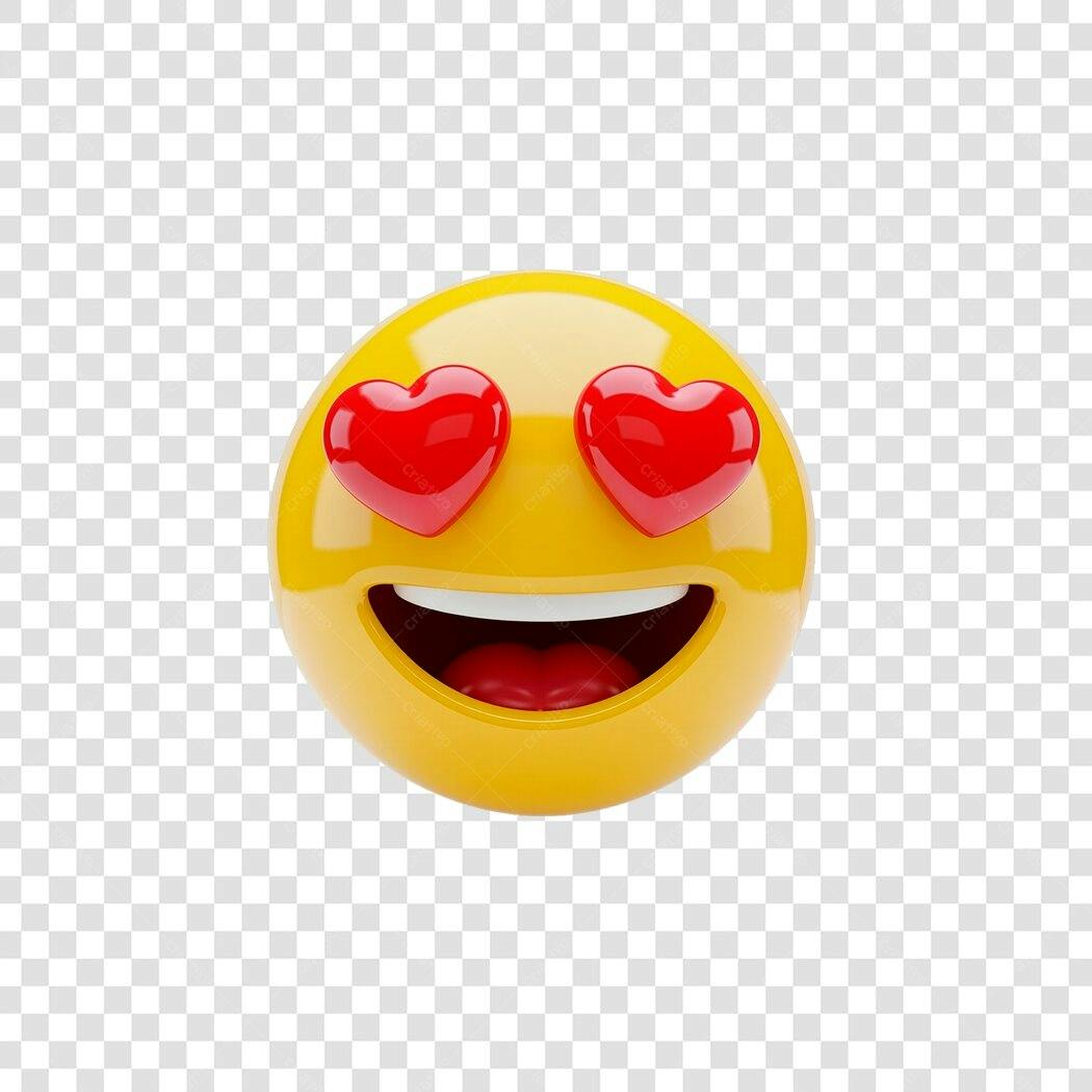 Emoji Apaixonado Corações Amarelo Vermelho PNG com fundo transparente