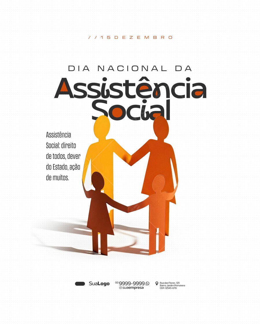 Flyer Dia Nacional da Assistência Social PSD Editável