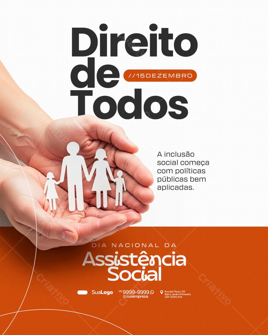 Flyer para Dia Nacional da Assistência Social Direito de Todos PSD Editável