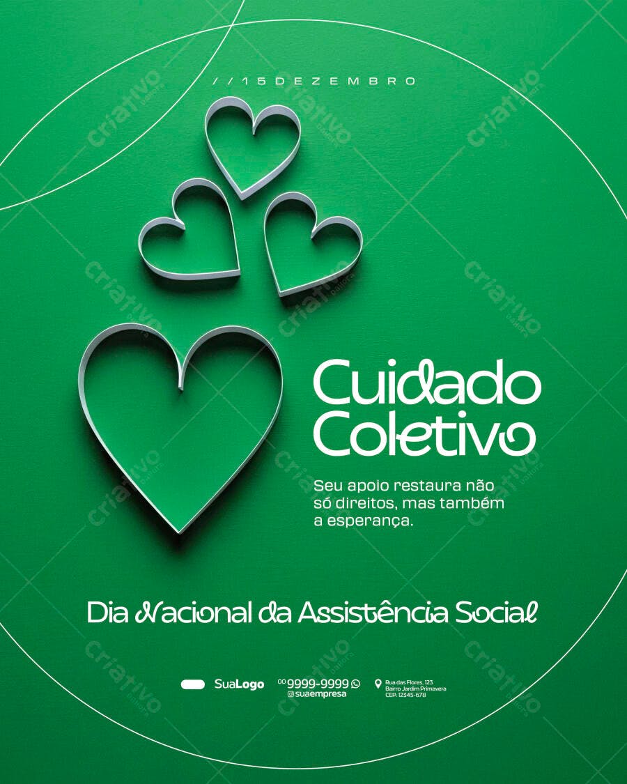 Flyer Cuidado Coletivo Dia da Assistência Social PSD Editável