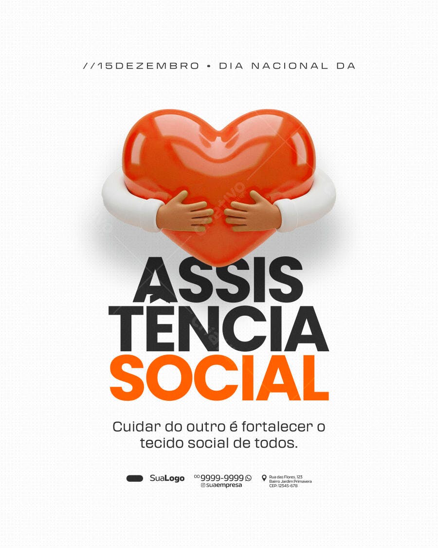 Flyer Dia Nacional da Assistência Social PSD Editável