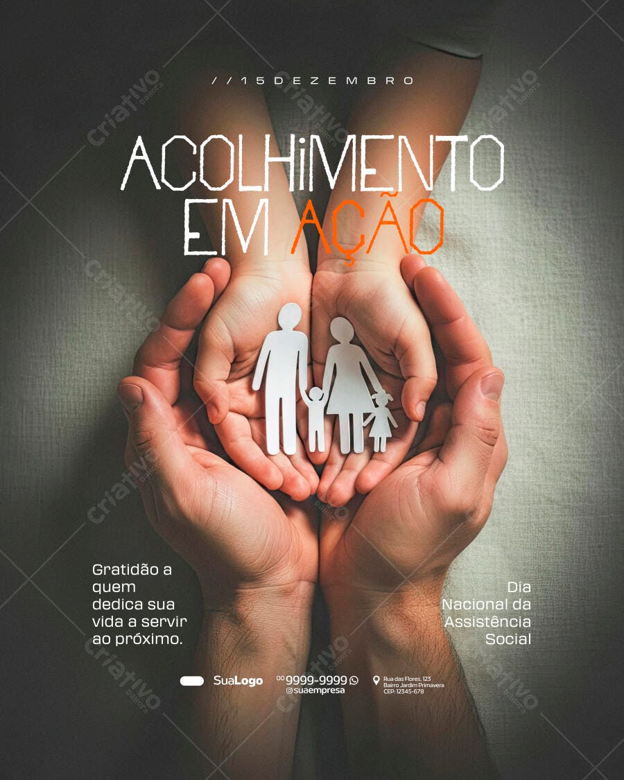 Flyer Dia Nacional da Assistência Social PSD Editável