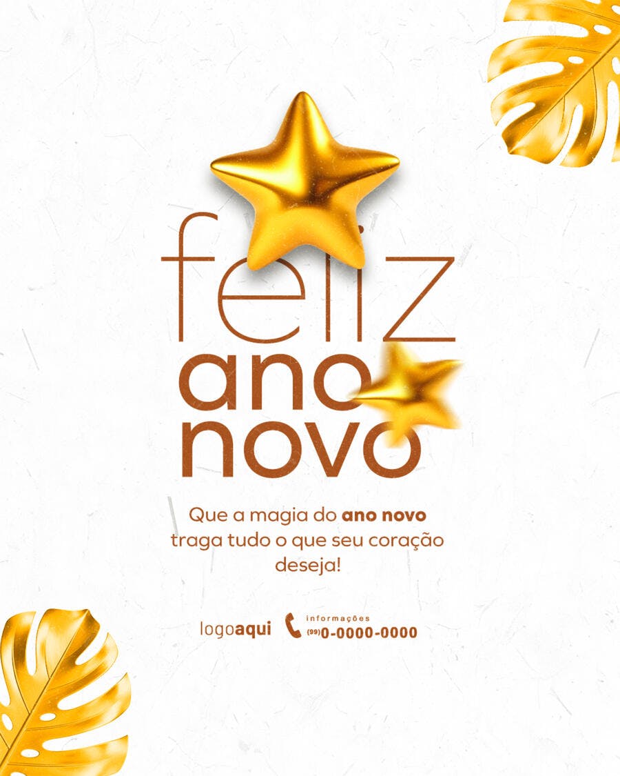 Post de Instagram para Celebração de Ano Novo com Estrelas Douradas PSD Editável