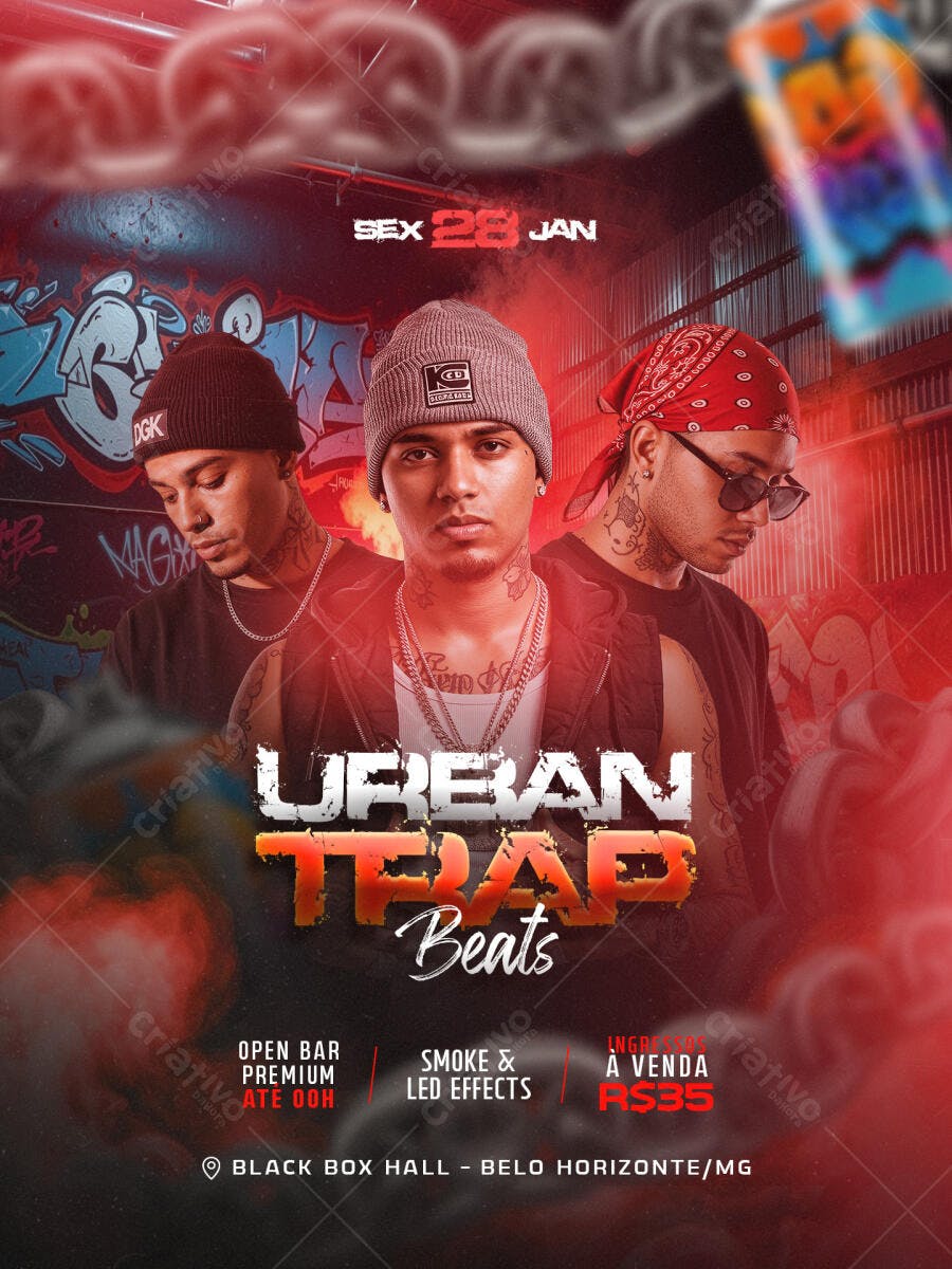 Flyer de Festa Urban Trap Beats PSD Editável