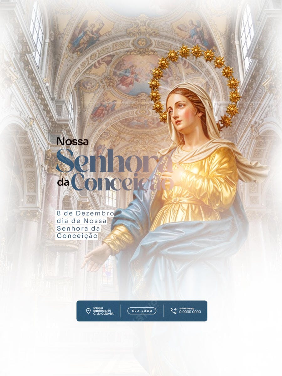 Flyer Religioso Nossa Senhora da Conceição 8 de Dezembro PSD Editável