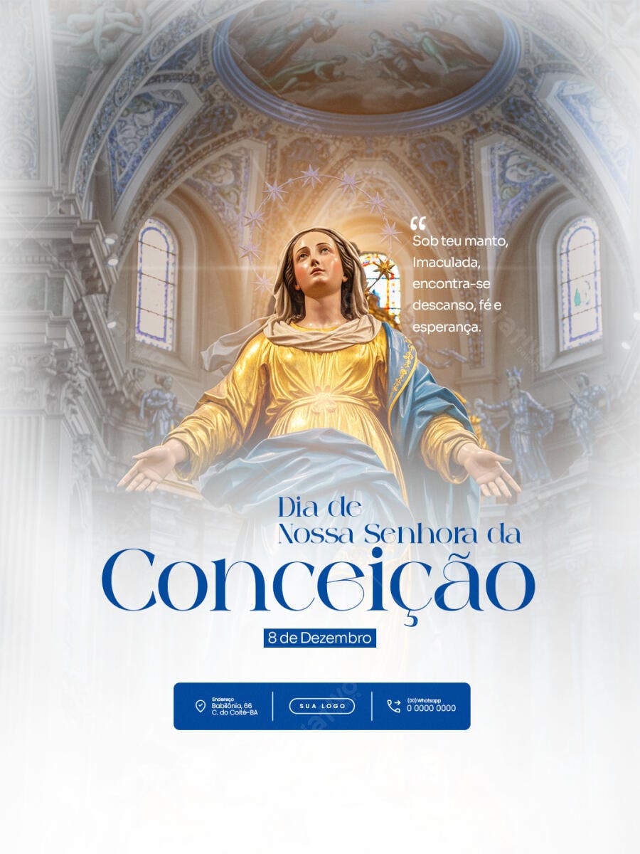 Flyer Religioso Nossa Senhora da Conceição 8 de Dezembro PSD Editável