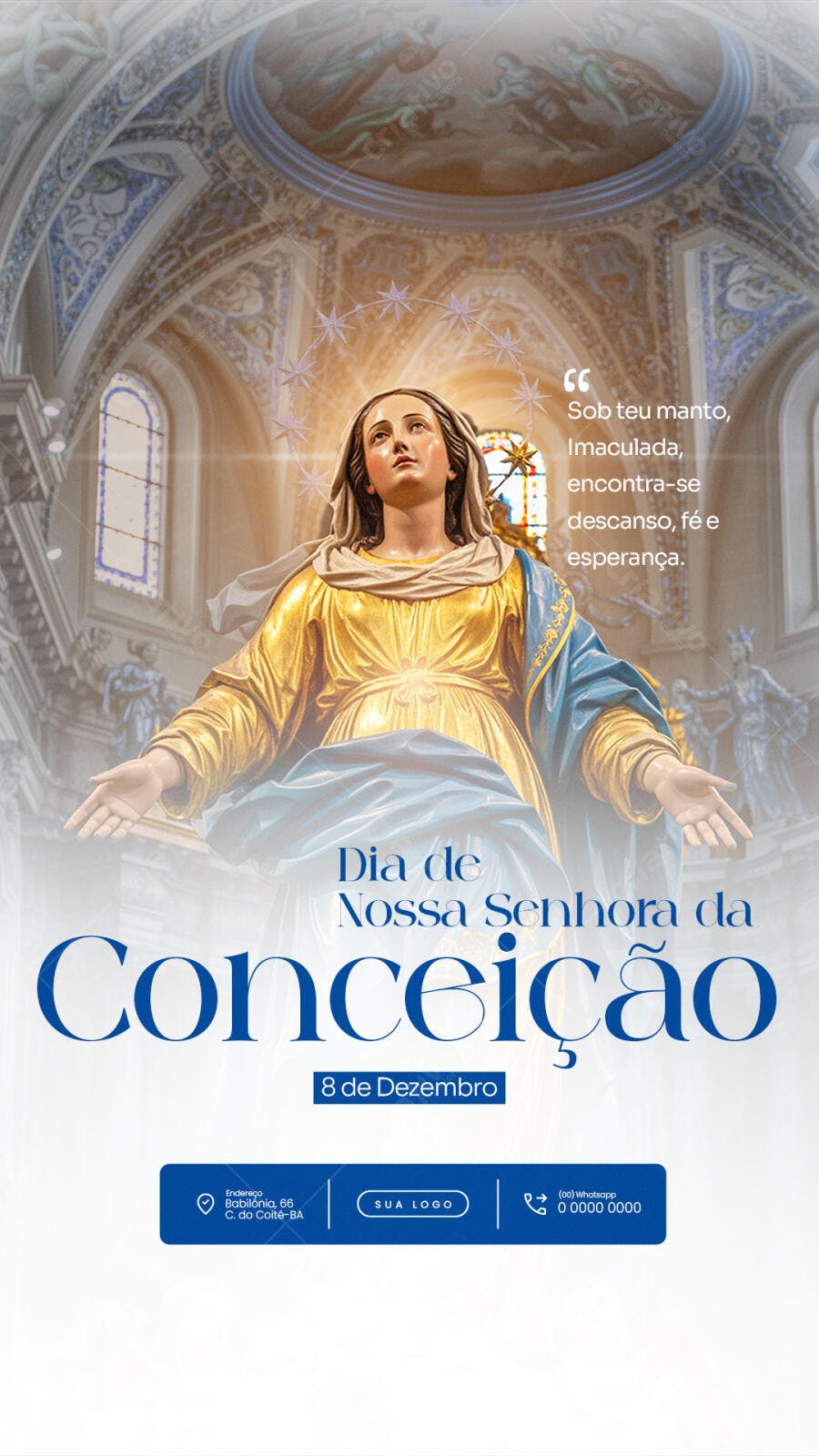 Flyer Dia de Nossa Senhora da Conceição 8 Dezembro PSD Editável