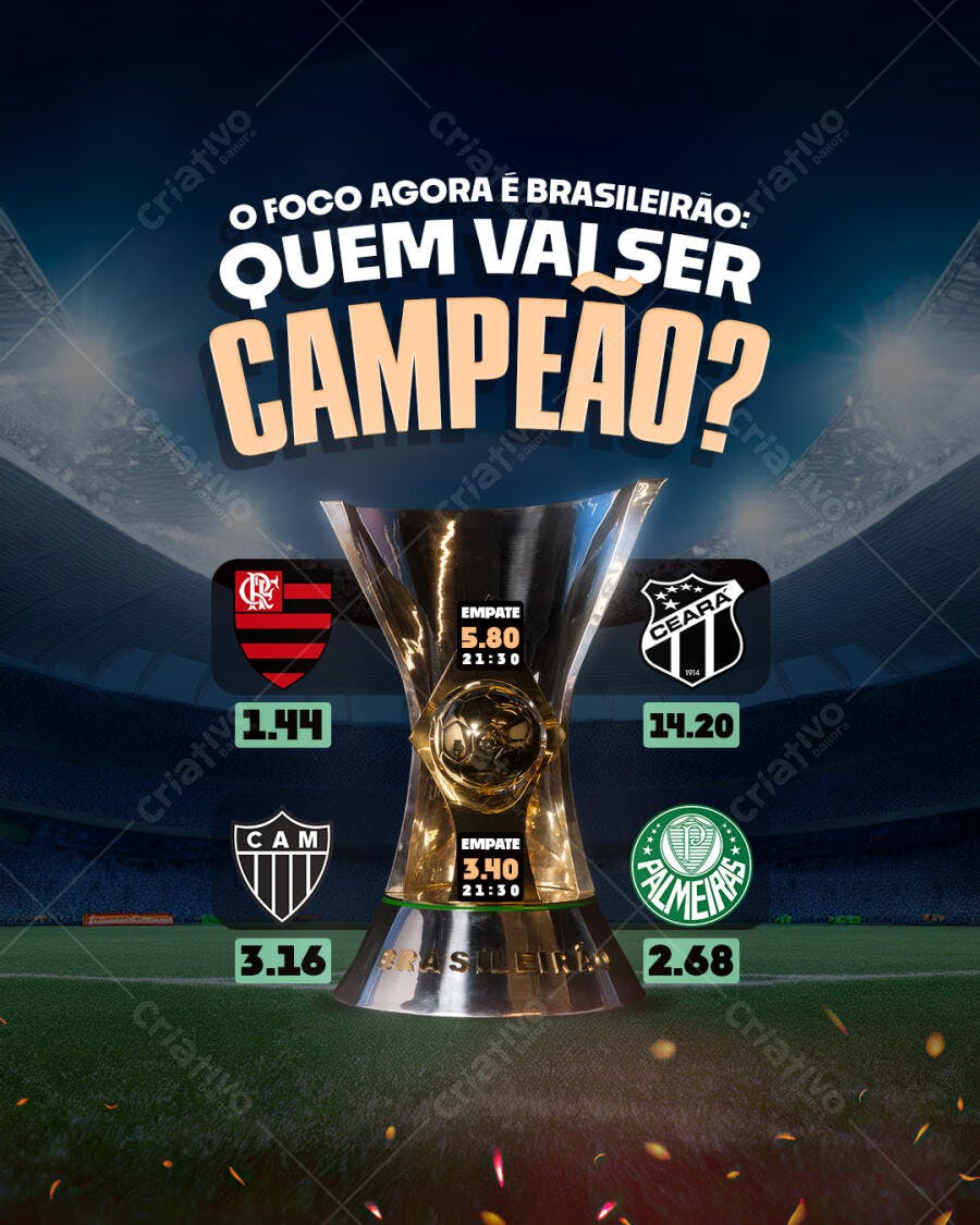 Post Redes Sociais Brasileirão Quem Será Campeão PSD Editável
