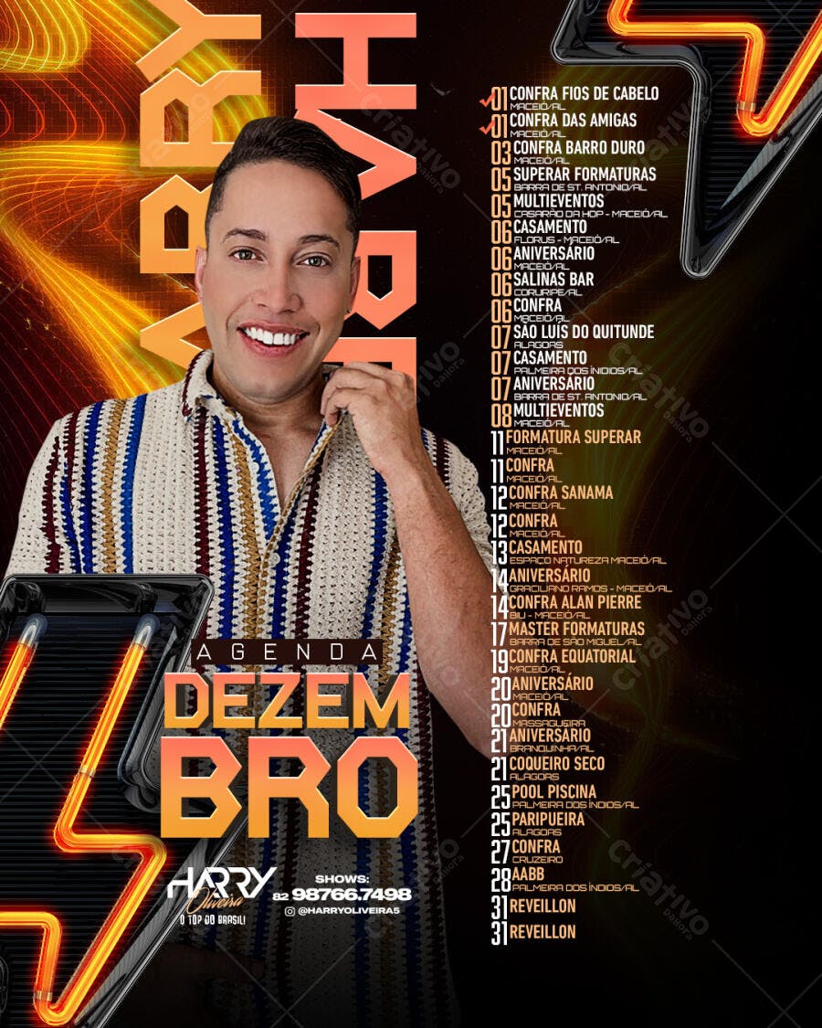 Flyer Agenda Dezembro Harry Oliveira PSD Editável