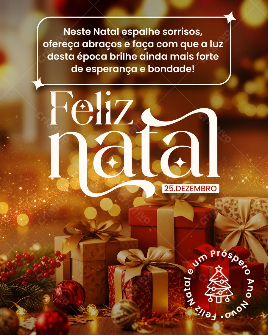 Post Redes Sociais Feliz Natal e Ano Novo PSD Editável