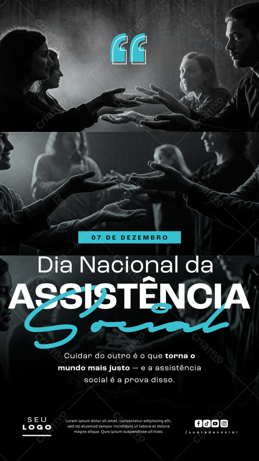 Post para Redes Sociais Dia Nacional da Assistência Social PSD Editável