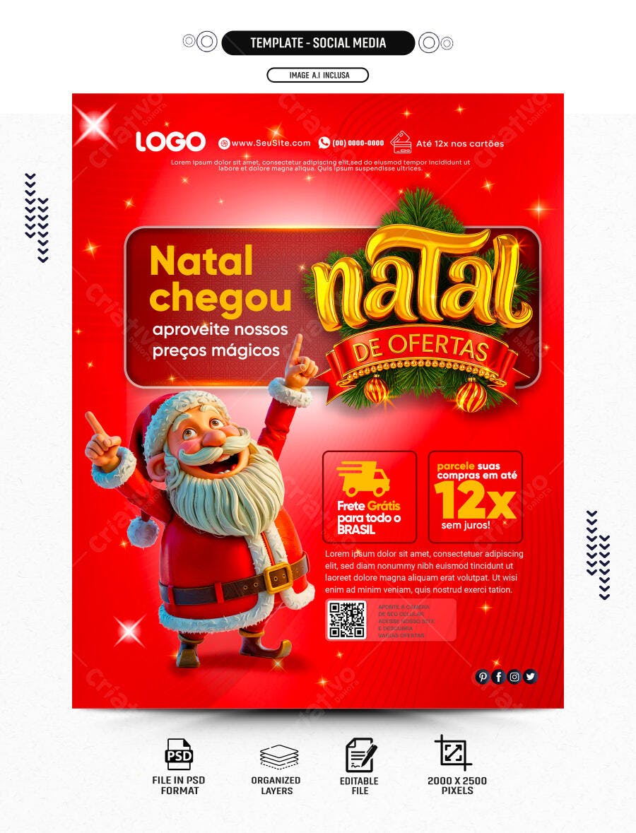 Flyer Natal de Ofertas PSD Editável
