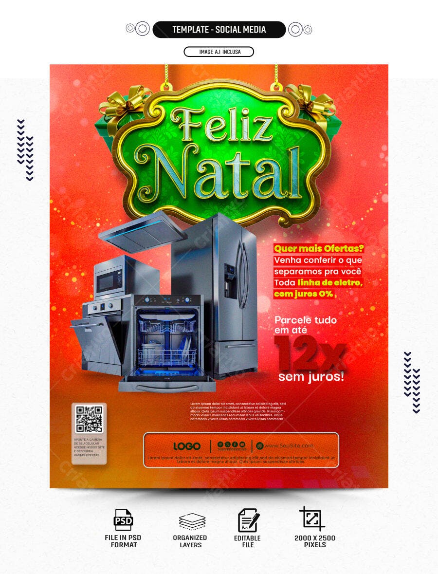 Flyer para Promoção de Natal Eletrodomésticos PSD Editável