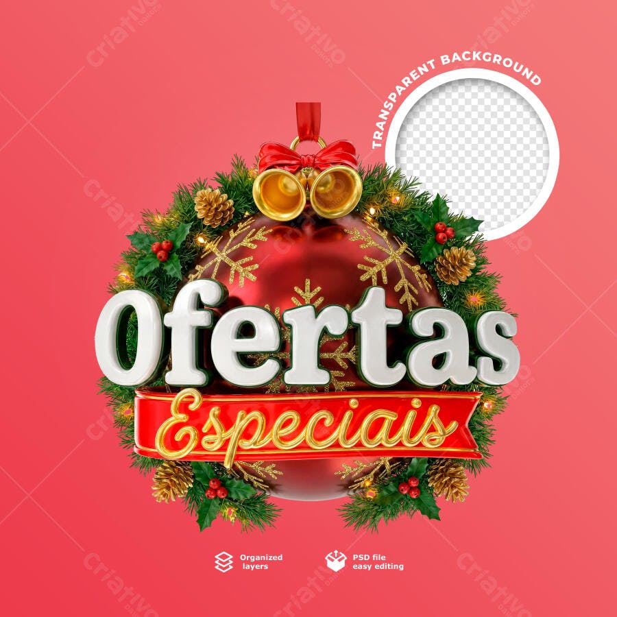 Ornamento Natalino Ofertas Especiais PSD Editável
