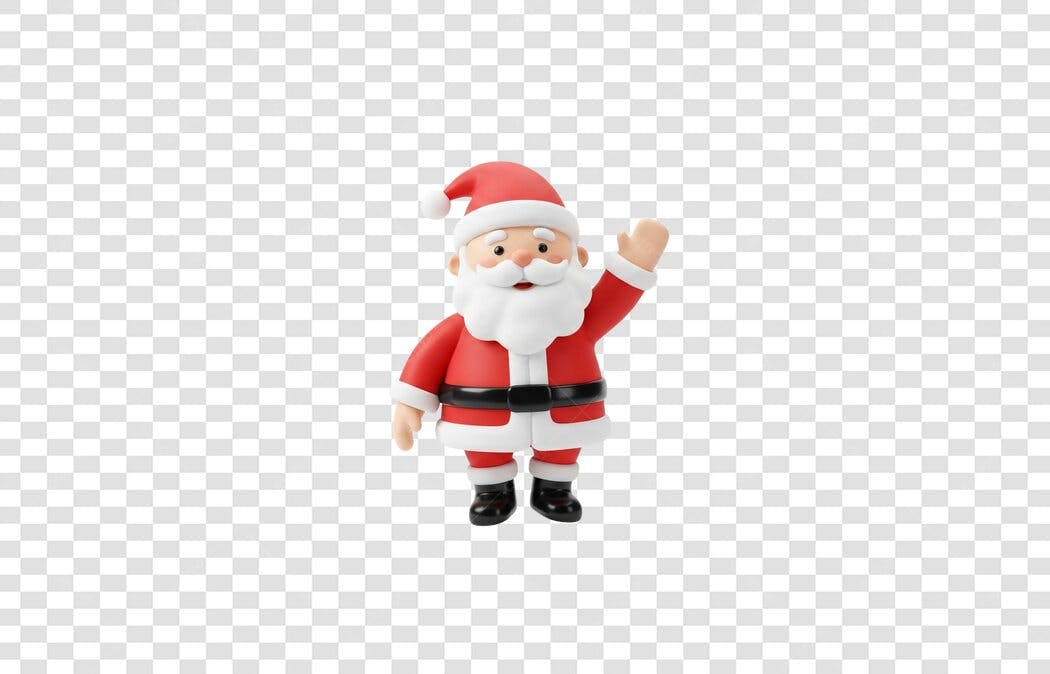 Personagem 3D Papai Noel Acenando para Natal PNG com fundo transparente