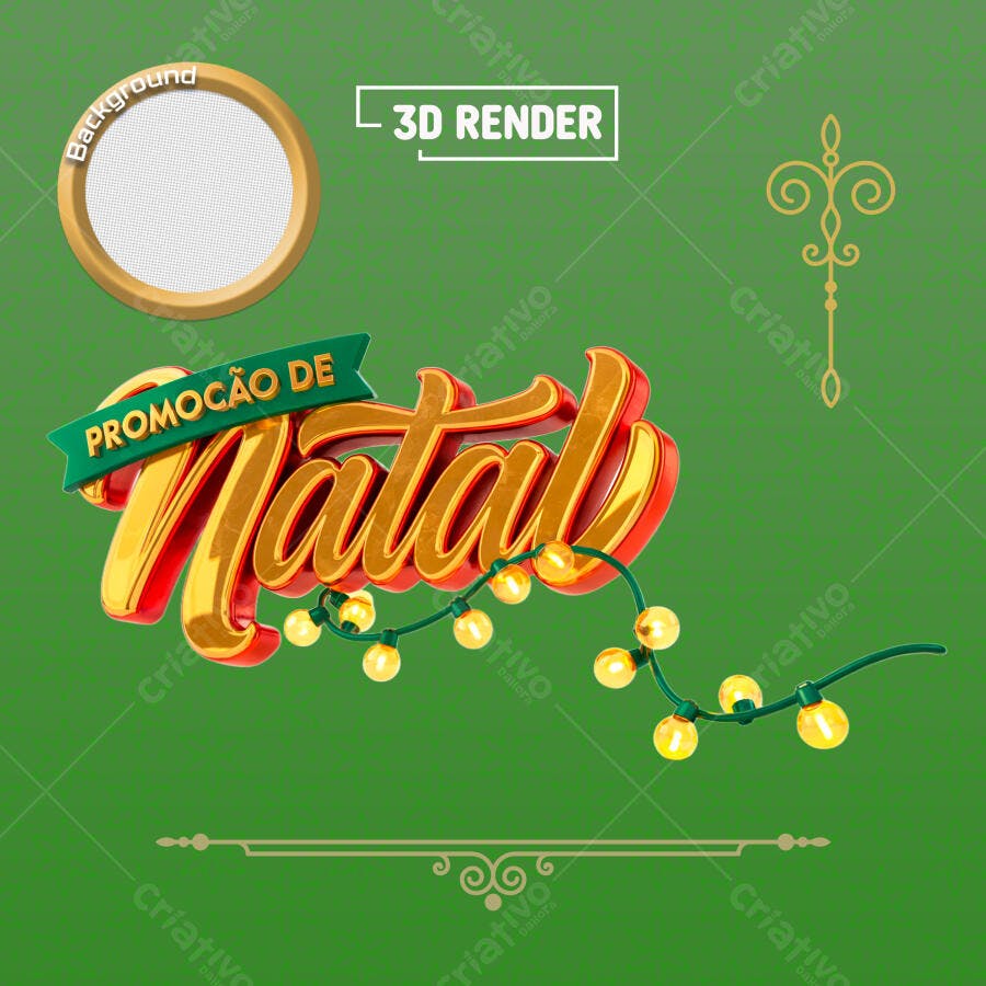 Selo 3D de promoção natalina festivo dourado vermelho e verde com luzes
