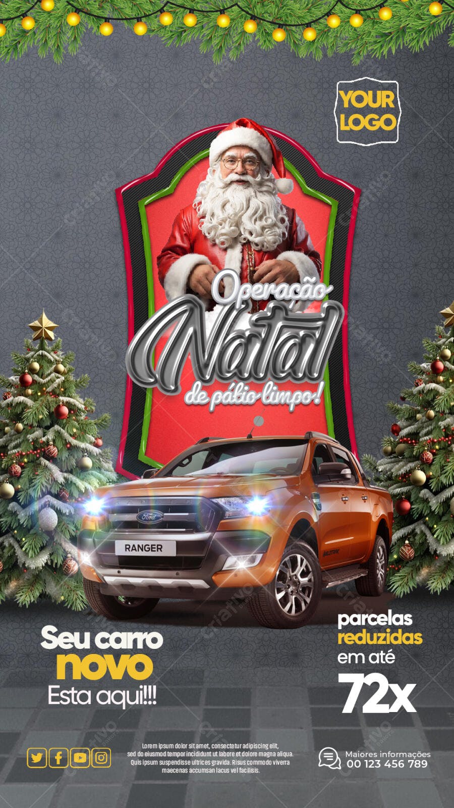 Flyer Operação Natal de Pátio Limpo com Ford Ranger PSD Editável