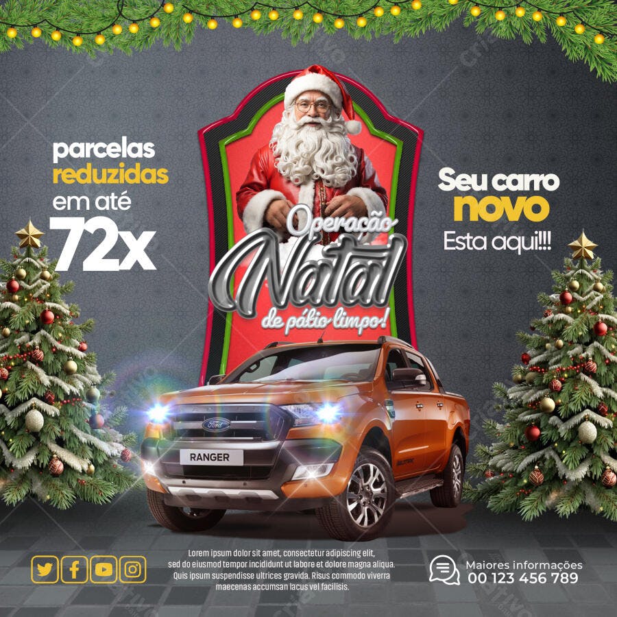 Flyer para Operação Natal Pátio Limpo de Carros PSD Editável