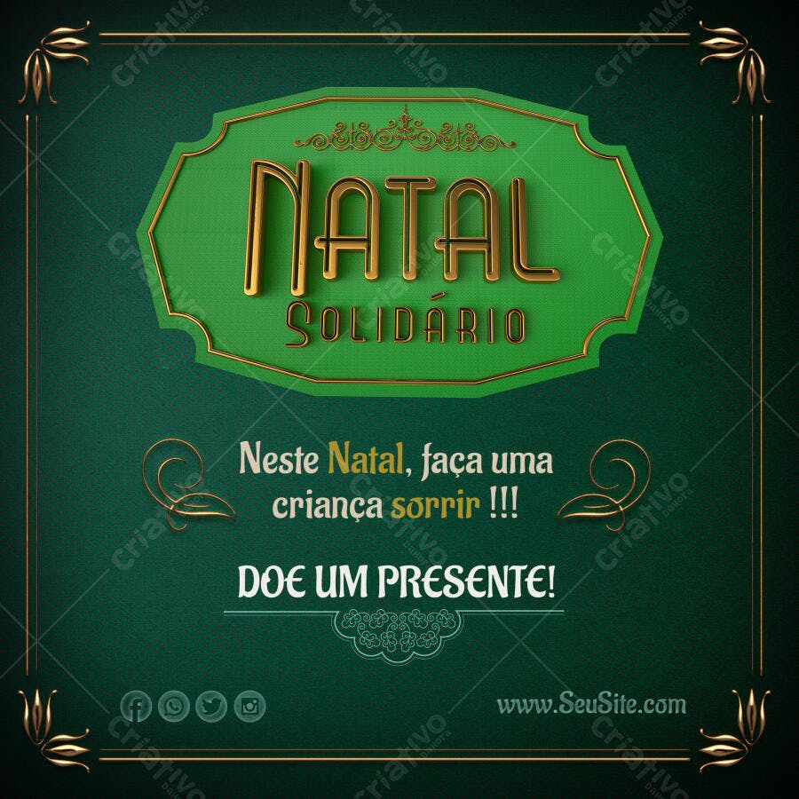 Flyer Natal Solidário para Campanha de Doação de Presentes PSD Editável