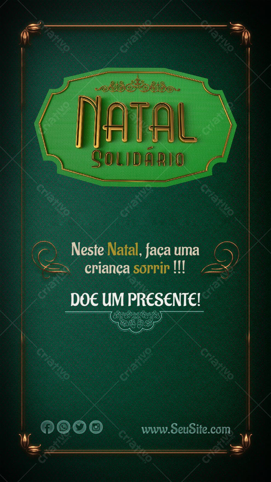 Flyer Natal Solidário Campanha Doação de Presentes PSD Editável