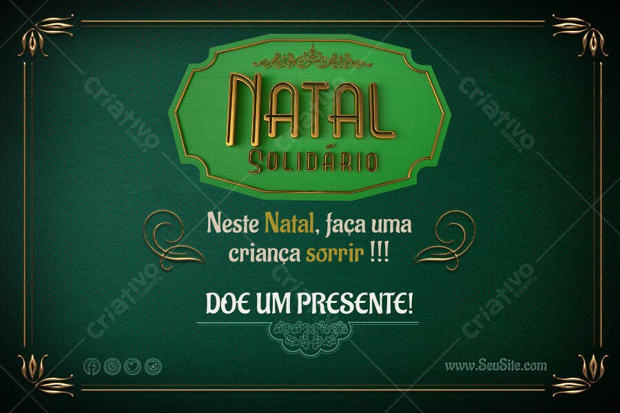 Flyer Natal Solidário Campanha Doação de Presentes PSD Editável