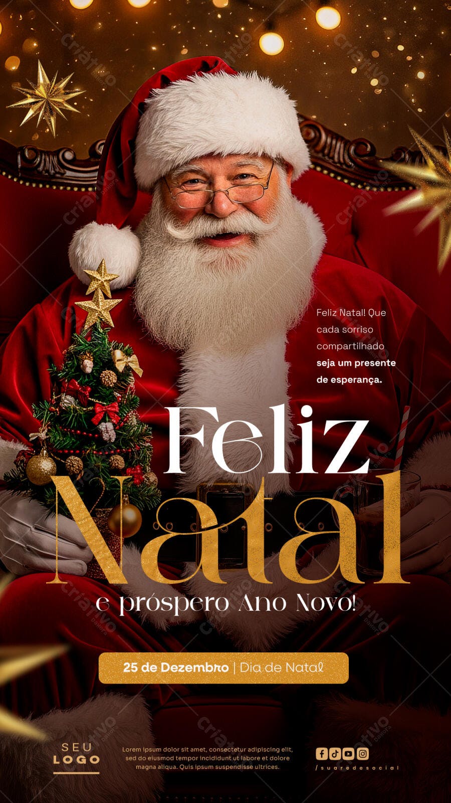 Flyer de Natal com Papai Noel PSD Editável