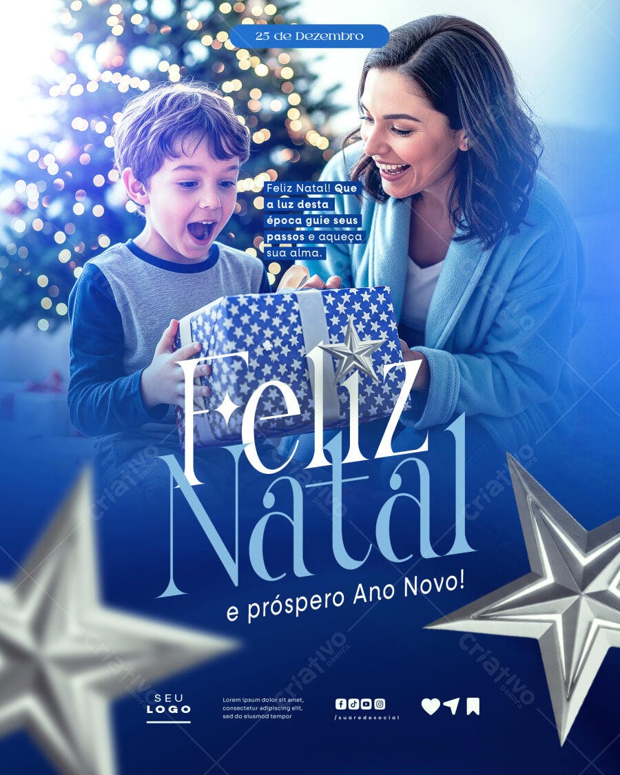 Flyer de Feliz Natal e Ano Novo PSD Editável