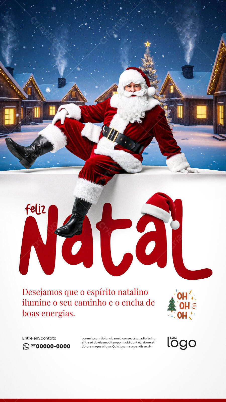 Flyer Feliz Natal Papai Noel Neve PSD Editável