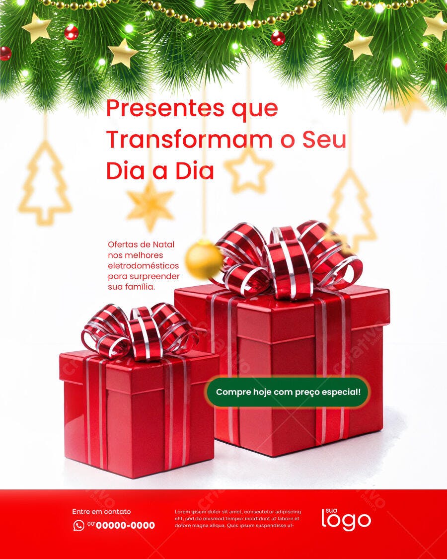 Flyer de Natal para Presentes e Eletrodomésticos PSD Editável