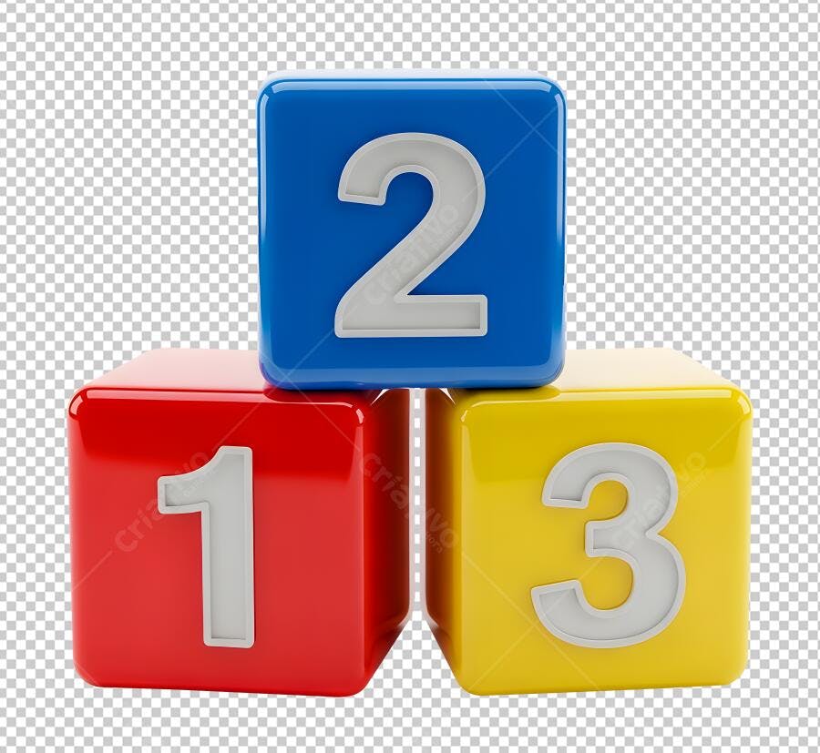 Blocos Numéricos 1 2 3 Vermelho Azul Amarelo PNG com fundo transparente