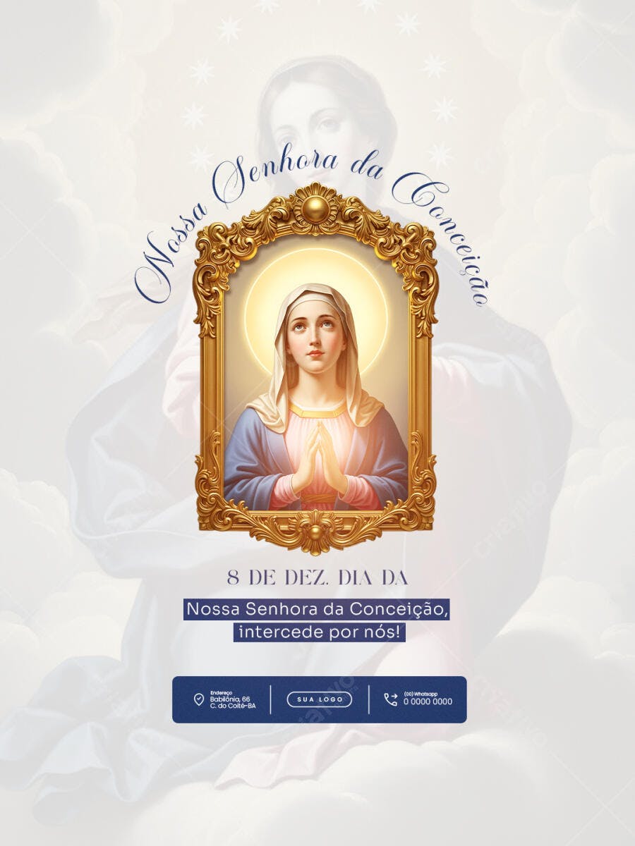 Flyer Dia da Nossa Senhora da Conceição 8 de Dezembro PSD Editável