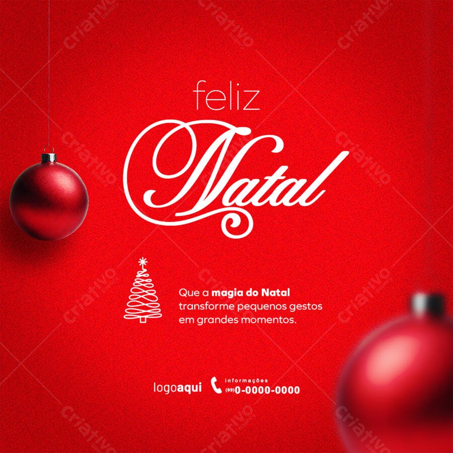 Flyer de Natal Vermelho Feliz PSD Editável