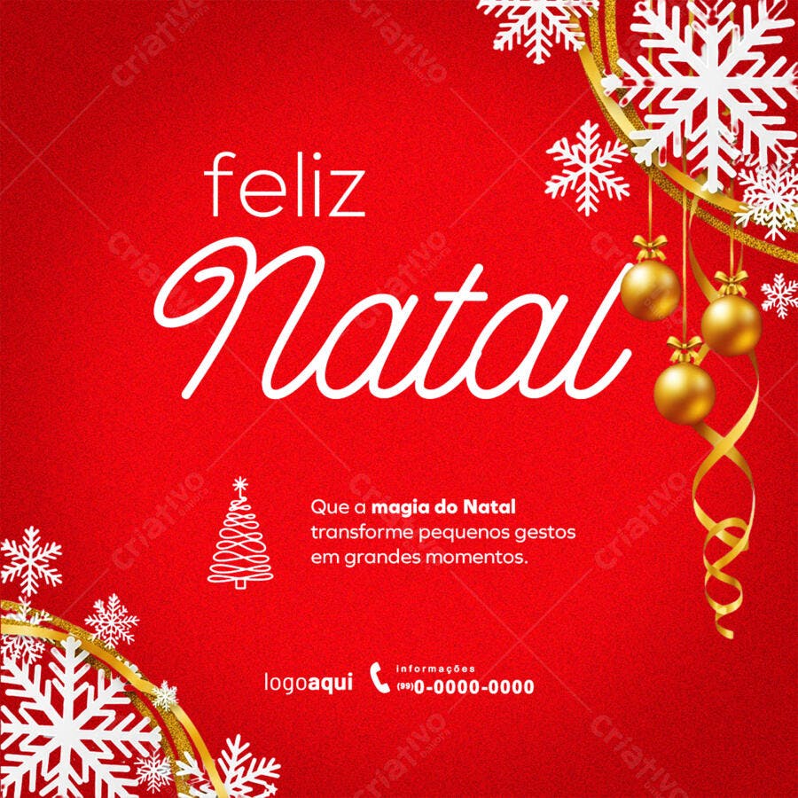 Flyer Natalino Feliz Natal Vermelho e Dourado PSD Editável
