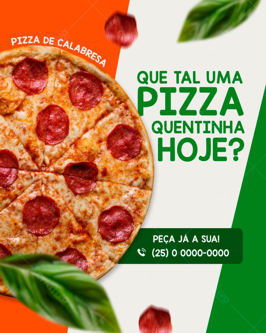 Flyer Pizza Calabresa Quentinha Promoção PSD Editável