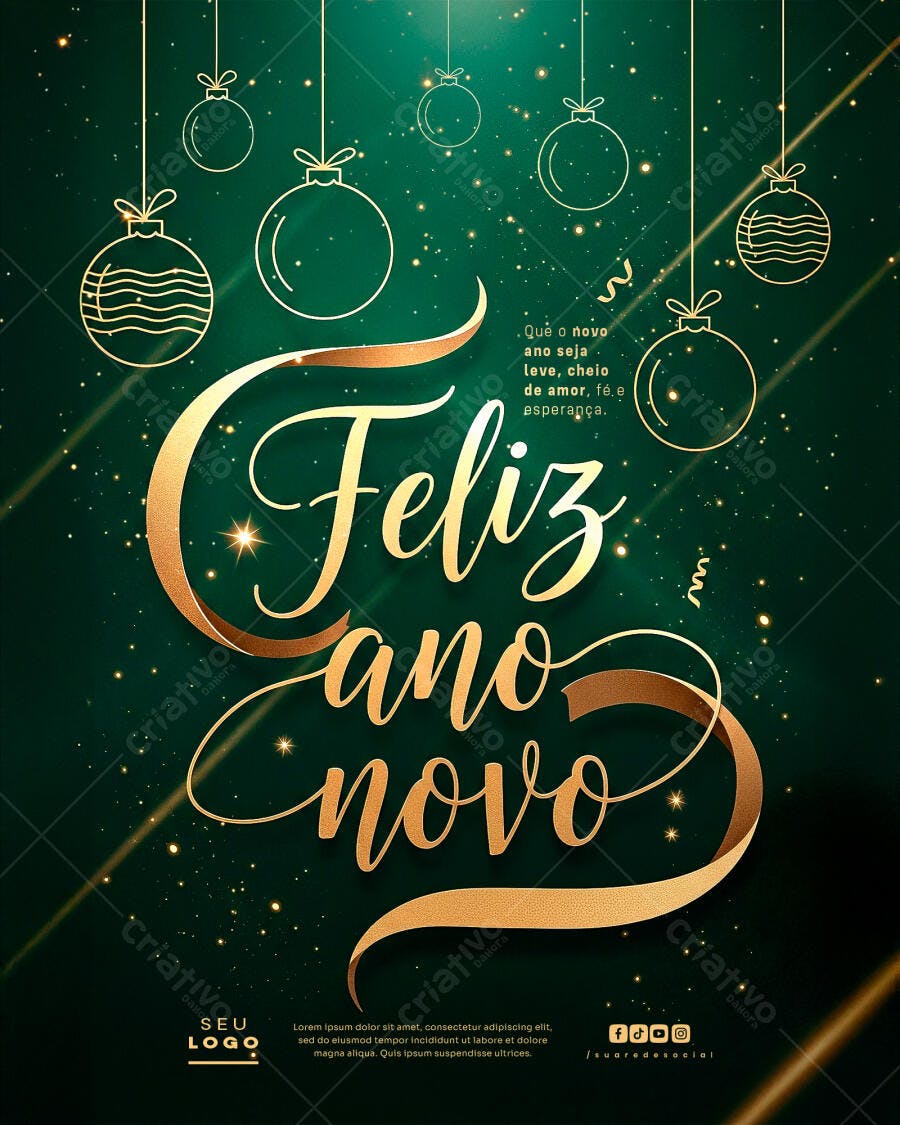 Post de Rede Social para Feliz Ano Novo PSD Editável