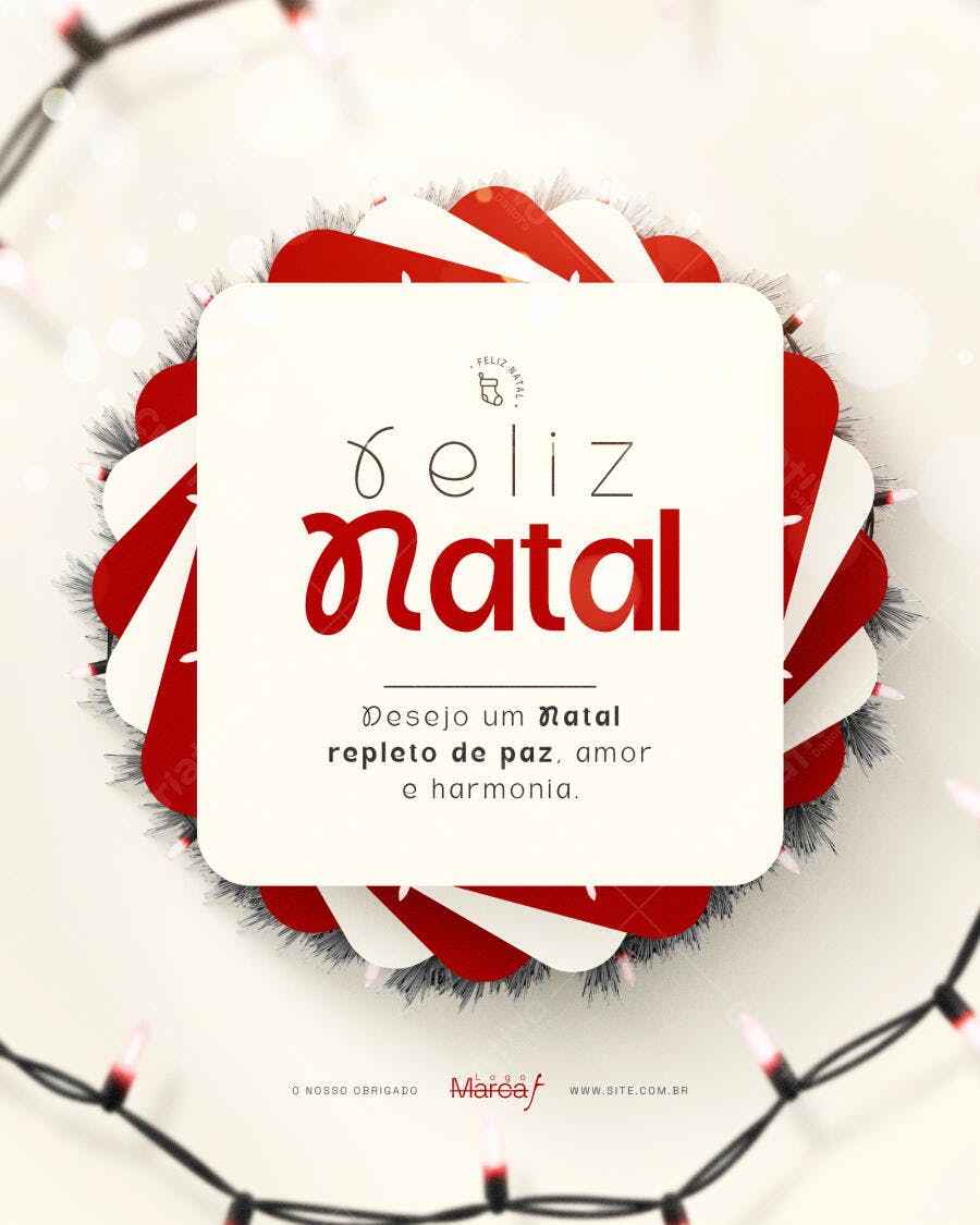 Post de Natal com Desejo de Paz e Harmonia PSD Editável