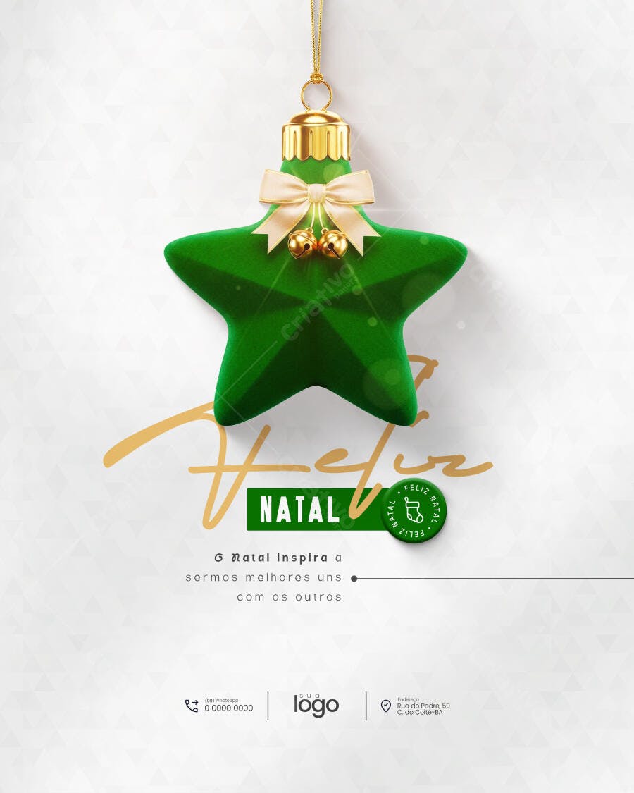 Post para Redes Sociais Natal Estrela Veludo Verde PSD Editável